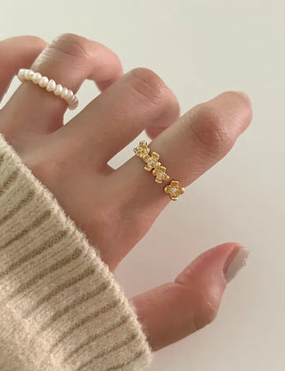 Cubic Flower Open Ring Women's Daily Flowering