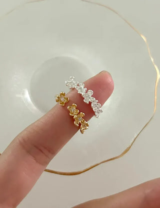 Cubic Flower Open Ring Women's Daily Flowering