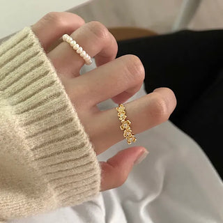 Cubic Flower Open Ring Women's Daily Flowering
