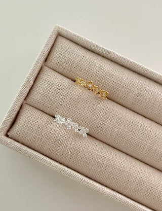 Cubic Flower Open Ring Women's Daily Flowering