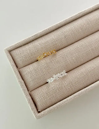 Cubic Flower Open Ring Women's Daily Flowering