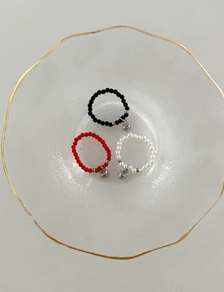 Piece Mini Pendant Bead Rings Layered Pearl Heart Ring