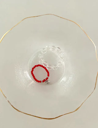 Piece Mini Pendant Bead Rings Layered Pearl Heart Ring