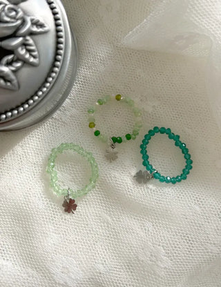 Piece Mini Pendant Bead Rings Layered Pearl Heart Ring