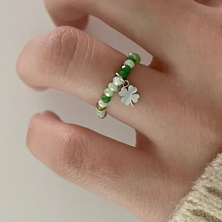 Piece Mini Pendant Bead Rings Layered Pearl Heart Ring