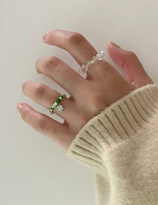Piece Mini Pendant Bead Rings Layered Pearl Heart Ring
