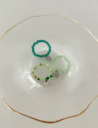 Piece Mini Pendant Bead Rings Layered Pearl Heart Ring