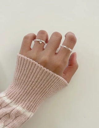 Piece Mini Pendant Bead Rings Layered Pearl Heart Ring