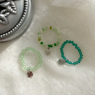 Piece Mini Pendant Bead Rings Layered Pearl Heart Ring