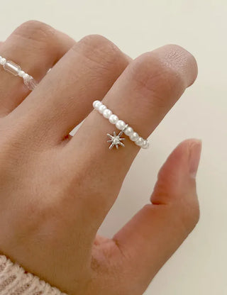 Piece Mini Pendant Bead Rings Layered Pearl Heart Ring