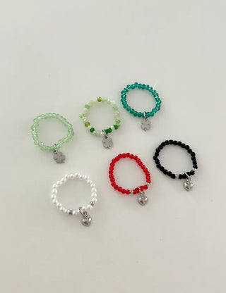 Piece Mini Pendant Bead Rings Layered Pearl Heart Ring