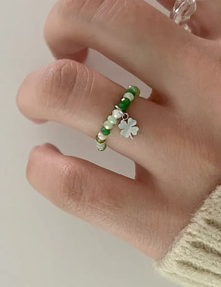 Piece Mini Pendant Bead Rings Layered Pearl Heart Ring