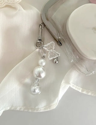 Pure Ribbon Keyring Pearl Bead Keyholder Phone Strap