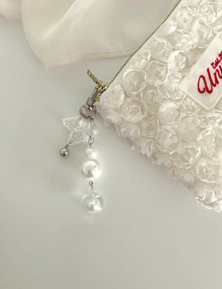 Pure Ribbon Keyring Pearl Bead Keyholder Phone Strap