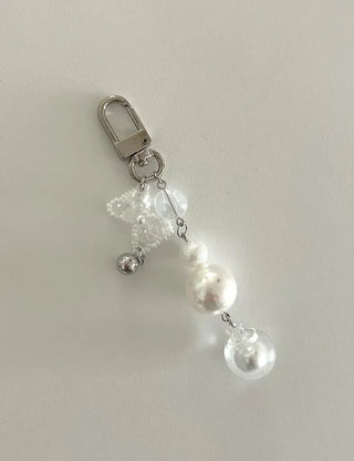 Pure Ribbon Keyring Pearl Bead Keyholder Phone Strap