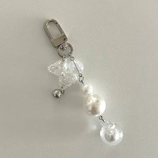 Pure Ribbon Keyring Pearl Bead Keyholder Phone Strap