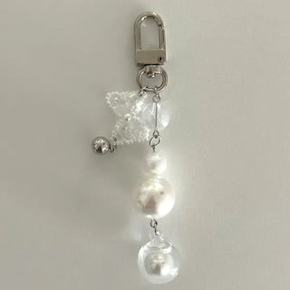 Pure Ribbon Keyring Pearl Bead Keyholder Phone Strap