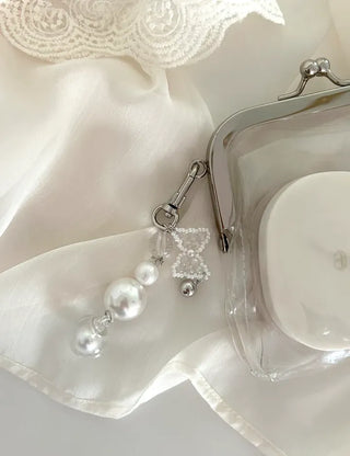 Pure Ribbon Keyring Pearl Bead Keyholder Phone Strap