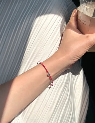 Silver ball elastic bracelet layered 925 silver bracelet