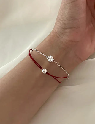 Silver ball elastic bracelet layered 925 silver bracelet