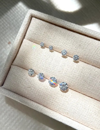 Silver 925 Cubic Earrings, Size 4, High-Quality Silver Post Earrings