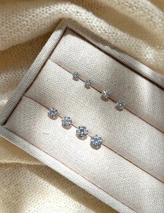 Silver 925 Cubic Earrings, Size 4, High-Quality Silver Post Earrings
