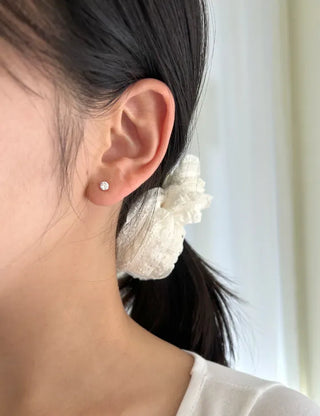 Silver 925 Cubic Earrings, Size 4, High-Quality Silver Post Earrings