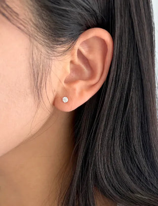 Silver 925 Cubic Earrings, Size 4, High-Quality Silver Post Earrings