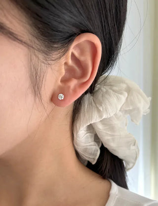 Silver 925 Cubic Earrings, Size 4, High-Quality Silver Post Earrings