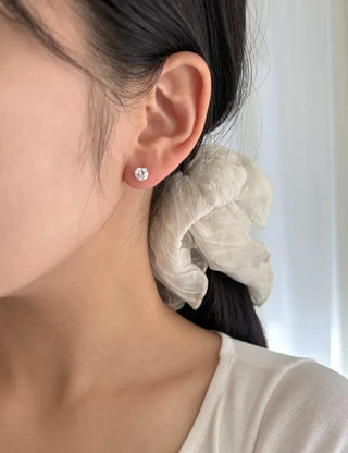 Silver 925 Cubic Earrings, Size 4, High-Quality Silver Post Earrings