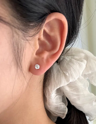 Silver 925 Cubic Earrings, Size 4, High-Quality Silver Post Earrings