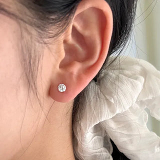 Silver 925 Cubic Earrings, Size 4, High-Quality Silver Post Earrings