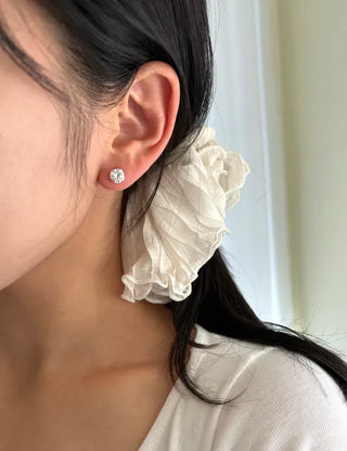 Silver 925 Cubic Earrings, Size 4, High-Quality Silver Post Earrings
