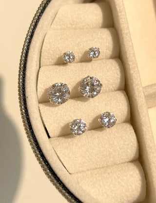 Silver 925 Cubic Earrings, Size 4, High-Quality Silver Post Earrings