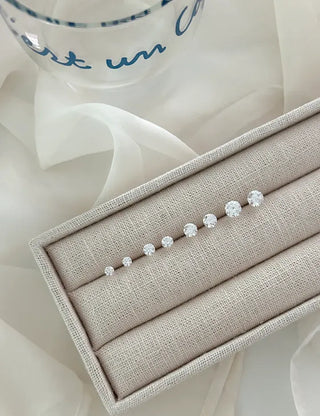 Silver 925 Cubic Earrings, Size 4, High-Quality Silver Post Earrings