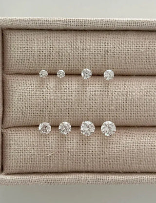 Silver 925 Cubic Earrings, Size 4, High-Quality Silver Post Earrings