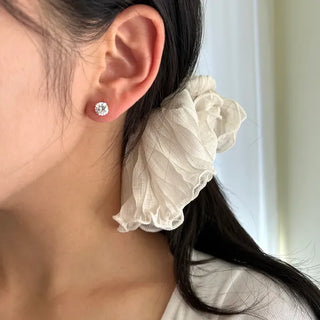 Silver 925 Cubic Earrings, Size 4, High-Quality Silver Post Earrings