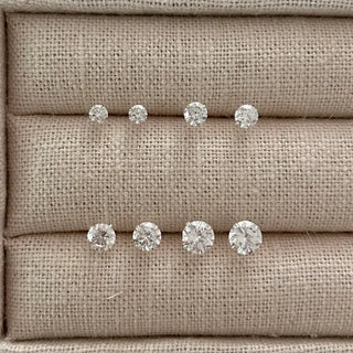 Silver 925 Cubic Earrings, Size 4, High-Quality Silver Post Earrings