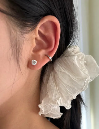 Silver 925 Cubic Earrings, Size 4, High-Quality Silver Post Earrings