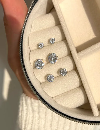 Silver 925 Cubic Earrings, Size 4, High-Quality Silver Post Earrings