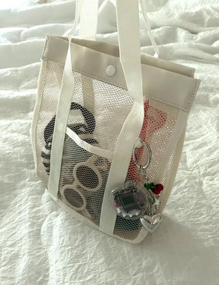 Game console cherry keyring Y2K bag heart keyholder