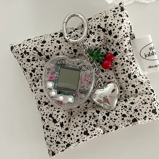 Game console cherry keyring Y2K bag heart keyholder