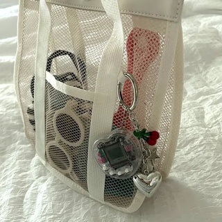 Game console cherry keyring Y2K bag heart keyholder