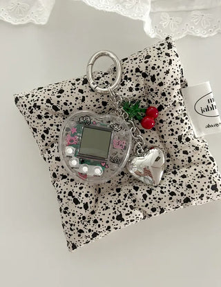 Game console cherry keyring Y2K bag heart keyholder