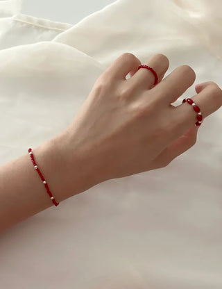 Silver ball cut bead bracelet layered 925 silver bracelet