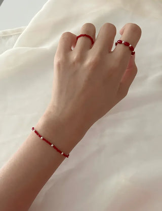 Silver ball cut bead bracelet layered 925 silver bracelet