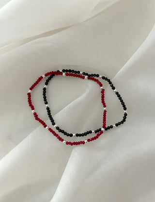 Silver ball cut bead bracelet layered 925 silver bracelet
