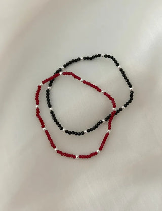 Silver ball cut bead bracelet layered 925 silver bracelet