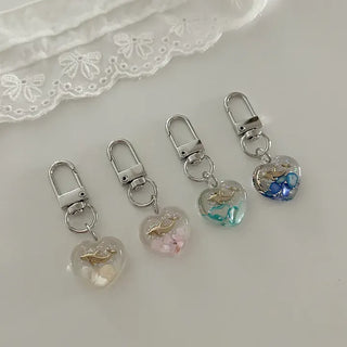 Dolphin Heart Keyring Summer Keyholder Phone Strap Loop