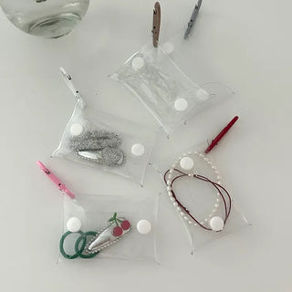 Mini Square Transparent Pouch Keyring Accessory Storage